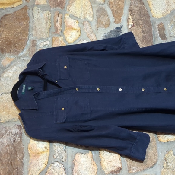Lauren Ralph Lauren Dark Blue Linen Dress - Picture 2 of 13